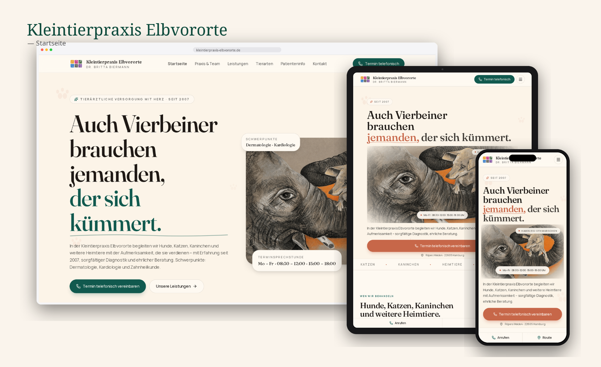 Vorschau der Website Kleintierpraxis Elbvororte